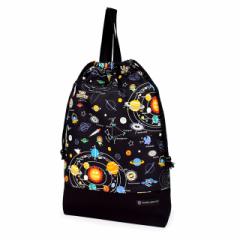 巾着 大 体操服袋(ネームタグ付き) 持ち手マチ付き 星とコスモプラネタリウム(ブラック) 子供用 大 体操服袋 体操服入れ 体操着入れ 体操