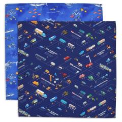 ランチクロス・給食ナフキン(45cm×45cm) 柄違い2枚セット ブルーラグーンとはたらく車セット 子供用 ナフキン 小学校 ランチョンマット 