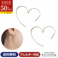 ピアス レディース  金属アレルギー 対応 フックピアス ハートピアス ハート ロングフック ゴールド ロング ワイヤー 両耳 ブランド 20代