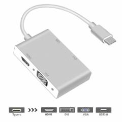 @USB C - HDMI/DVI/VGA/USB3.0 4in1 ϊA_v^ tHD 1080PΉ HDMIT|[g IX\X 20cm