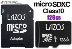 LAZOS microSDXC [J[h 128GB UHS-I U3 CLASS10 A_v^[t L-B128MSD10-U3 Read110MB/s Write70MB/s SDMIΉ \X