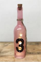 TRI GLASS LIGHT NUMBER BOTTLE PINK 3  SLW100 | ���C�g �O���X���C�g �s���N 3 �i���o�[�{�g�� ���� �C���e���A���C�g �Ɩ� ���g�� LED