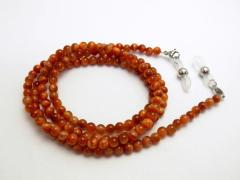 天然石 オレンジタイガーアイ3A 4mm玉 メガネチェーン パワーストーン