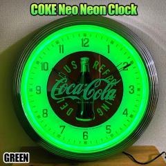 コカ・コーラ ネオンクロック 掛時計 LEDライト グリーン おしゃれ