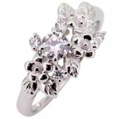 プラチナ リング ダイヤモンド 指輪 レディース pt900 花 フラワー 太め かわいい 天然石