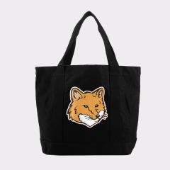 ���]���L�c�l MAISON KITSUNE FOX HEAD TOTE BAG �g�[�g �o�b�O LW05101WW0050 �L�����o�X ���z �u���b�N �x�[�W�� �z���C�g �A�C�{���[