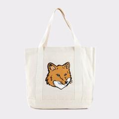 ���]���L�c�l MAISON KITSUNE FOX HEAD TOTE BAG �g�[�g �o�b�O LW05101WW0050 �L�����o�X ���z �G�N���� �x�[�W�� �z���C�g �A�C�{���[