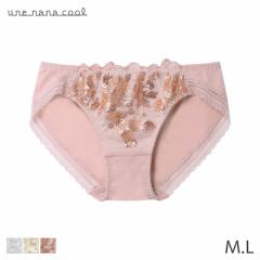 ウンナナクール 箔プリントレースがキラキラ ショーツ はきこみ丈あさめ ハイレッグ(M L)PUN204【メール便04】