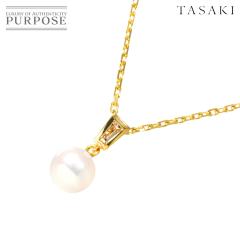 �^�T�L TASAKI �A�R���^�� 6.6mm �_�C�� 0.08ct �l�b�N���X 38cm K18 YG 750 �p�[�� �c��^�� ���f�B�[�X 90303989 �y���ÁzBJ
