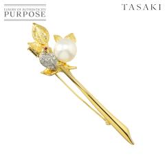 �^�T�L TASAKI �����^�� 10.8mm �_�C�� 0.16ct ���r�[ �u���[�` K18 YG Pt 750 �p�[�� ���f�B�[�X 90306614 �y���ÁzBJ