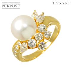 �^�T�L TASAKI 13�� �����O �A�R���^�� 9.1mm �_�C�� 1.03ct K18 YG �C�G���[�S�[���h �p�[�� �w�� ���f�B�[�X 90308912 �y���ÁzBJ