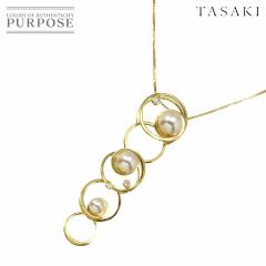 �^�T�L TASAKI �G�j�[�} �A�R���^�� 7.0-4.6mm �_�C�� 0.05ct �l�b�N���X 70cm K18 YG 750 �p�[�� ���f�B�[�X 90310380 �y���ÁzBJ