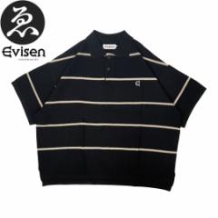 EVISEN GrZ XP{[ Vc BAMBI BORDER KNIT POLO SHIRT BLACK NO03