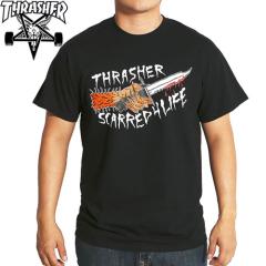 �X���b�V���[ THRASHER �X�P�{�[ T�V���c US�K�i NECK FACE SCARRED TEE �u���b�N NO86