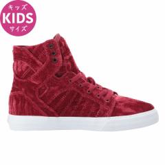�X�[�v�� SUPRA �L�b�Y �V���[�Y SKYTOP KIDS DARK RUBY-WHITE �n�C�J�b�g �x���A ���r�[ ���b�h NO5