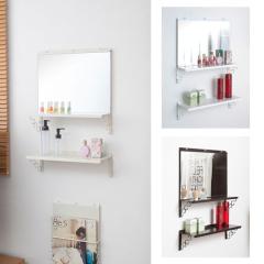 押しピン固定式 壁掛けドレッサーミラー＆壁掛け棚セット 幅40cm 石膏