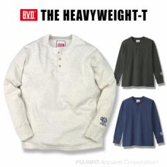 ヘビーウエイト 綿100％ 杢 ヘンリーネック ロングスリーブTシャツ by BVD（M/L/XL）gr582