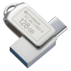 USB������ 128GB Type-C�{A USB3.2Gen1 ��]���L���b�v OHM 01-0065 PC-MC128G-S ���[���֑�������