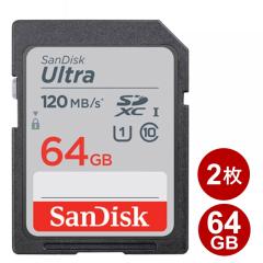 �T���f�B�X�N SDXC�J�[�h 64GB 2���Z�b�g ULTRA class10 140MB/�� UHS-1 SD�J�[�h SanDisk �C�O���e�[�� SDSDUNB-064G-GN6IN-2P ���[����