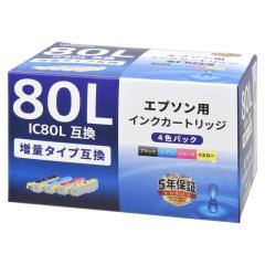�G�v�\���݊��C���N IC80L ���ʃ^�C�v 4�F�p�b�N 01-7797 OHM INK-E80L-4P ��������