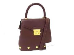 Salvatore Ferragamo �t�F���K�� �n���h�o�b�O DO21 1668 �u���E�� ���U�[ ���f�B�[�X �X�^�b�Y 2WAY �S�[���h����y�{���ۏ؁z