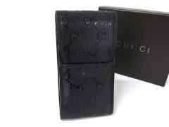 GUCCI �O�b�` �V�K���b�g�P�[�X GG�C���v���� 181716 �u���b�N PVC�~���U�[ ���j�Z�b�N�X ���i�y�{���ۏ؁z