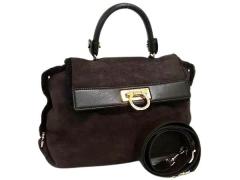 SalvatoreFerragamo �t�F���K�� �n���h�o�b�O �K���`�[�j EZ-21 E788 �u���E���n ���[�g�� �~ ���U�[ ���f�B�[�X 2WAY �V�����_�[�o�b�O 