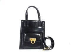 Salvatore Ferragamo �T�����@�g�[�� �t�F���K�� �n���h�o�b�O �K���`�[�j 2WAY�o�b�O 21 6660 �u���b�N ���U�[ ���f�B�[�X �V�����_�[�o