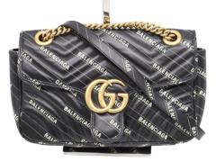 GUCCI �O�b�` �V�����_�[�o�b�O �n�b�J�[�v���W�F�N�g GG�}�[�����g 443497 �u���b�N�n ���U�[ ���f�B�[�X BALENCIAGA �o�����V�A�K�R��