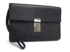 dunhill �_���q�� �N���b�`�o�b�O �f�B�[�G�C�g �u���E���n PVC�~���U�[ �����Y �Z�J���h�o�b�O ���i�y�{���ۏ؁z