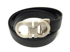 SALVATORE FERRAGAMO �t�F���K�� �x���g �K���`�[�j �u���b�N�n ���U�[ ���j�Z�b�N�X ���o�[�V�u�� �V���o�[���� �����i�y�{���ۏ؁z