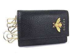 GUCCI �O�b�` �L�[�P�[�X �A�j�}���G 523633 �u���b�N�n ���U�[ ���j�Z�b�N�X �r�[ Bee �S�[���h���� ���i�y�{���ۏ؁z