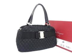 Salvatore Ferragamo �t�F���K�� �n���h�o�b�O ���@�����{�� 21 D919 �u���b�N�n �i�C���� ���f�B�[�X �V���o�[���� ���i�y�{���ۏ؁z