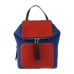 超美品 LOEWE ロエベ ゴヤ スモール バックパック リュック デイパック カーフレザー フェルト ネイビー 赤【本物保証】