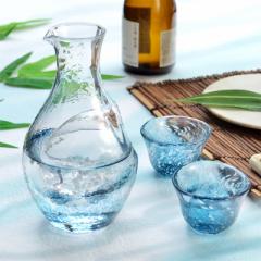 冷酒器3点セット(氷ポケット付き徳利1個+おちょこ2個) 酒器セット 日本酒 ガラス 日本製 おしゃれ 夏 和風 お酒好き ギフト プレゼ