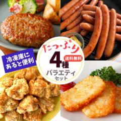 冷凍食品 ハンバーグ 竜田揚げ ウインナー ハッシュポテト 4種 福袋 唐揚げ 肉 詰め合わせ セット 送料無料 ギフト 大容量 2.6kg 業務用