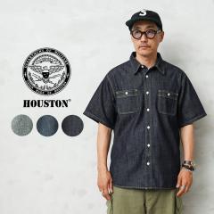 HOUSTON �q���[�X�g�� 41341 U.S. COTTON DENIM S/S WORK SHIRT U.S.�R�b�g�� �f�j�����[�N�V���c�yR�z
