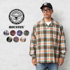 HOUSTON �q���[�X�g�� 41358 PRINT FLANNEL O/C SHIRT �v�����g �t�����l�� �I�[�v���J���[ �V���c�yR�z