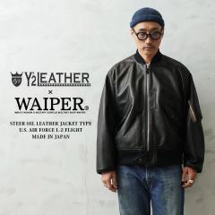 Y�f2 LEATHER ���C�c�[���U�[ WAIPER�ʒ� �X�e�A�I�C�� ���U�[�W���P�b�g TYPE U.S.AIRFORCE L-2 FLIGHT MADE IN JAPAN�yCx�z�yT�z