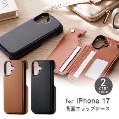 iPhone17 6.3�C���` �w�ʃt���b�v�P�[�X  �A�C�t�H�� �L������ �u���b�N  ���[���֑�������