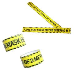 �\�[�V���� �f�B�X�^���X OPP�e�[�v 2��Z�b�g 4.8cm�~25m PLEASE WEAR MASK BEFORE ENTERING / PLEASE KEEP A SAFE DISTANCE OF 2 METER