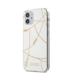 GUESS iphone12mini �P�[�X HC PC/TPU GOLD CHAIN WHITE