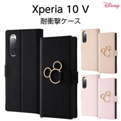 Xperia 10 V �P�[�X �~�b�L�[ �f�B�Y�j�[ �蒠�^ �����O�t Xperia10V SO-52D SOG11 �G�N�X�y���A10V �蒠�^�P�[�X �u���b�N �x�[�W�� �s