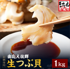 コリコリの食感 お刺身用 歯ごたえ抜群 大粒生つぶ貝1kg前後(500g×2袋) 送料無料 つぶかい つぶがい ツブカイ ツブガイ つぶ貝 粒貝 海