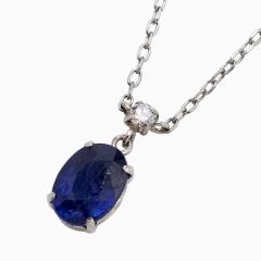 �v���`�i Platinum Pt850 Pt900 �T�t�@�C�A Sapphire SA1ct �_�C�������h Diamond 0.035ct �V�R�� �p���[�X�g�[�� ��� �y���_���g �T�t