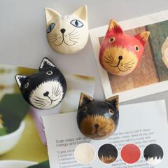アジアン雑貨 バリネコ 猫 磁石 バリ島 猫の置物 冷蔵庫 マグネット 木製 猫オブジェ バリ猫 キッチン 台所 バリ 雑貨 猫グッズ プレゼン
