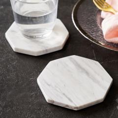 コースター おしゃれ アクセサリートレイ プレート 置物 飾り W10×D10×H0.8cm トレイ 大理石 トレー オブジェ 滑り止め付 天然石 プレ