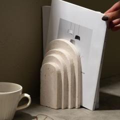 大理石 ブックエンド ストーン 天然石 本立て ブックスタンド 約 W 12cm D 7cm H 18cm 大理石ブックエンド 大理石本立て 34627