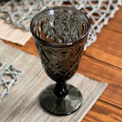 ワイングラス グラス 脚付き ダイヤモンドカット ガラス製 グレー ウォーターグラス ステムグラス コップ 黒 ブラック