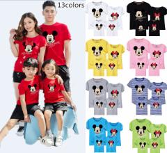 超人気 T,shirt disneyTシャツ ディズニー親子ペア ペアルック 半袖 ミッキー柄 半袖 夏